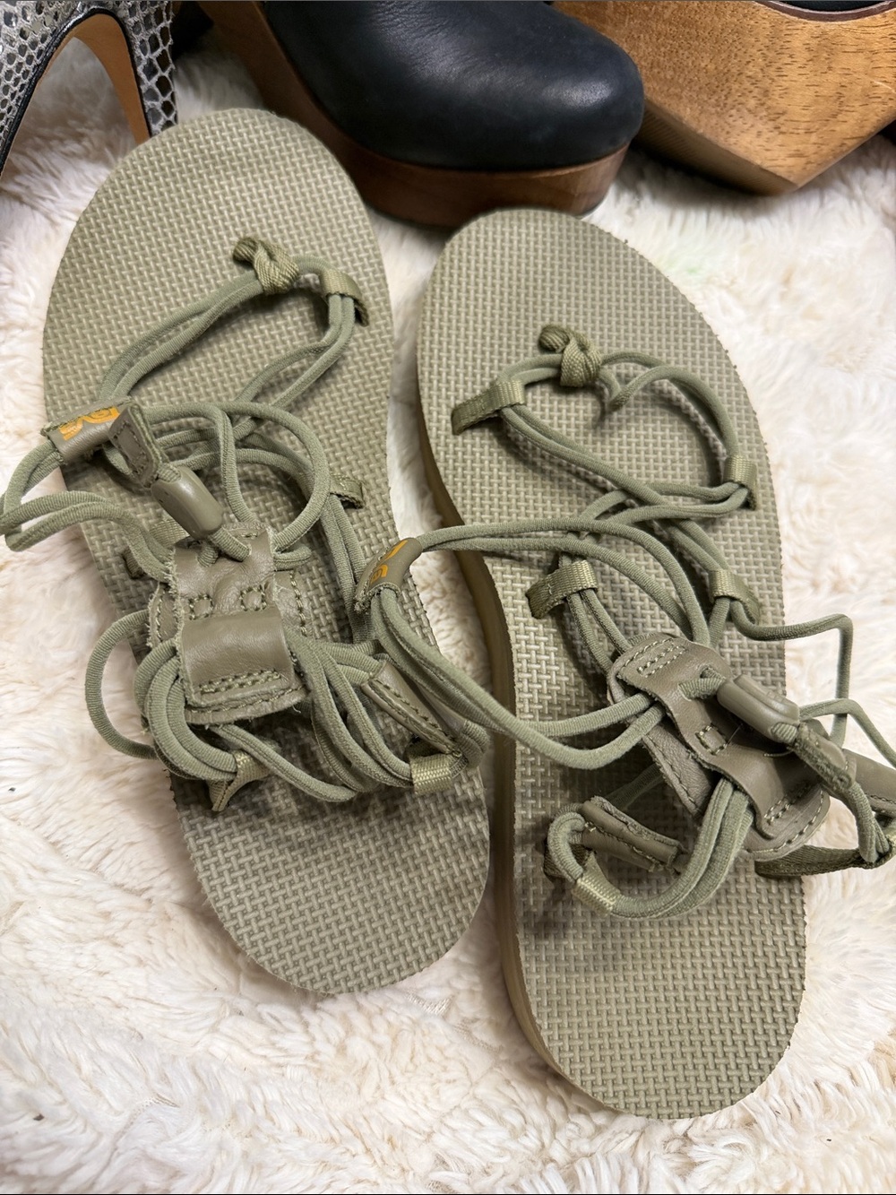 Teva Olive Green Lace-Up Strappy Sandals